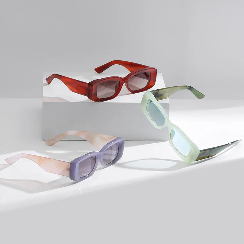 JNPCX Fashion Rectangle Jelly Color Women Sunglasses Retro Men Gradient Shades UV400 Sun Glasses
