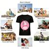 Cute Melted Pink Bear Print T-Shirt Casual No Rag Theme Loose Crewneck Top For Daily Wear Pure Cotton T-shirt