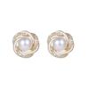 Micro-inlaid zircon wound pearl earrings, mosquito coil disc, high-end sense, exquisite, small oil-dripping stud earrings, French elegant earrings.