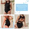 RONGUI Maternity Swimsuit, One-Piece, Pre- and Postpartum, Ribbon Monokini, for Full-Face Coverage (JP, Alphabet, L, Black)