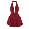 French Style Retro Polka Dot Deep V Halter Dress Women Sexy Backless A-line Slim Sweet Elegant Mini Dresses Summer Robe