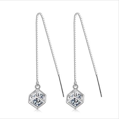 Orecchini Pendenti con Nappa in Argento Sterling 925 per Donna Gioielli di Alta Qualità Cristallo Cubo Orecchini Pendenti Femminili Accessori