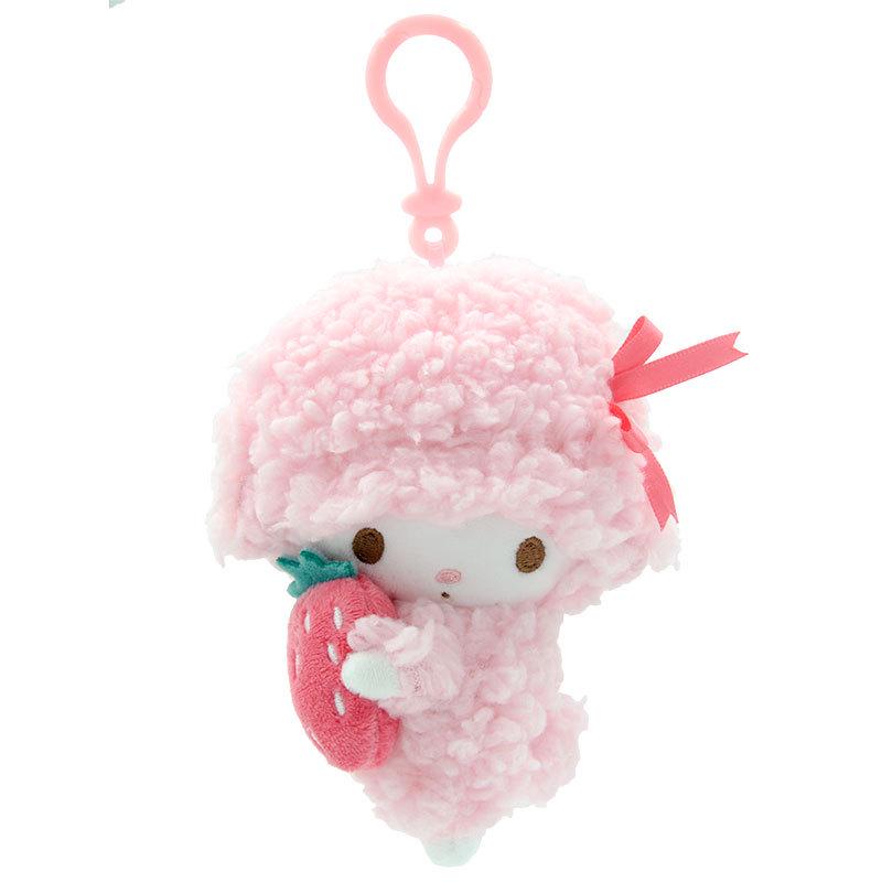 Sanrio Little Sheep Strawberry Piano Coin Purse with Bow and Cream Pendant Charm.