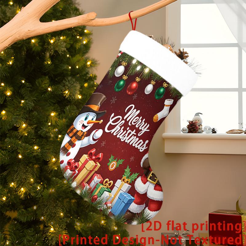 Christmas Decoration Fireplace Hanging Stocking 1pc Lovely Santa Claus (7) Pattern Christmas Gift Socks, Chris