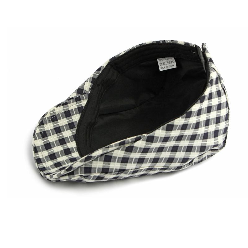 Vintage Check Beret Men Women Cap British Peaked Cap Painter's Cap