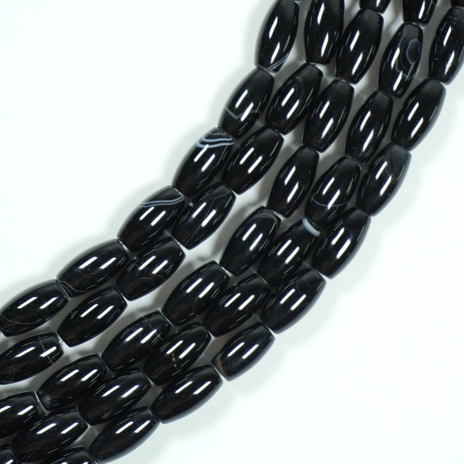 

8x16mm Natural Black Agate Rice Beads for DIY Jewelry 8*16mm/Approx. 25 pieces