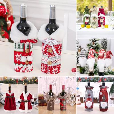 New Year Wine Bottle Cover Merry Christmas Decor For Home Christmas Table Decor Gift