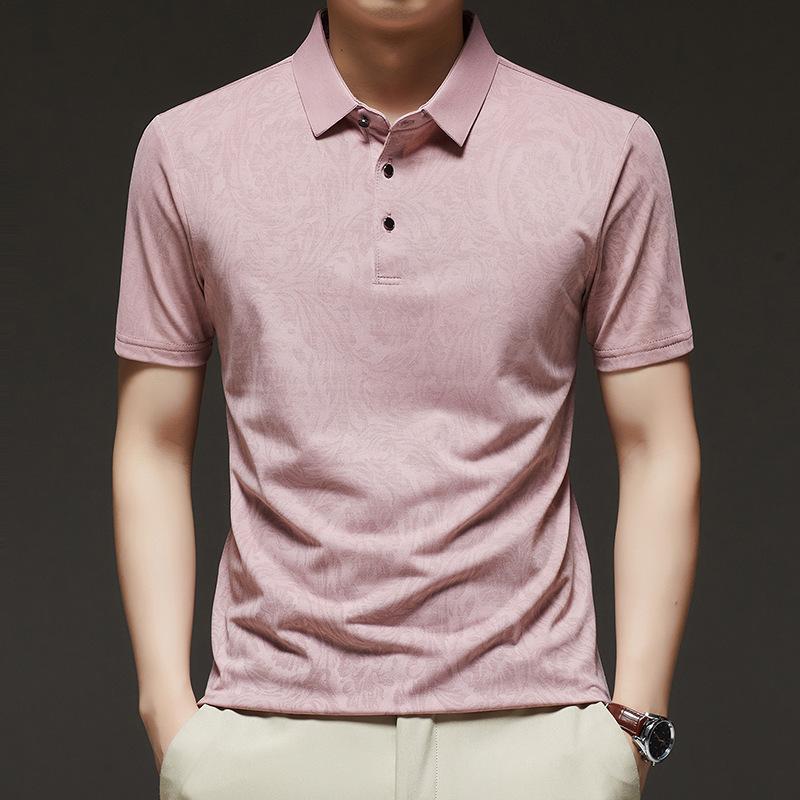 

Летняя новая футболка с коротким рукавом, мужская хлопковая рубашка-поло с воротником, летняя новая повседневная однотонная рубашка-поло с коротким рукавом 4XL розовый