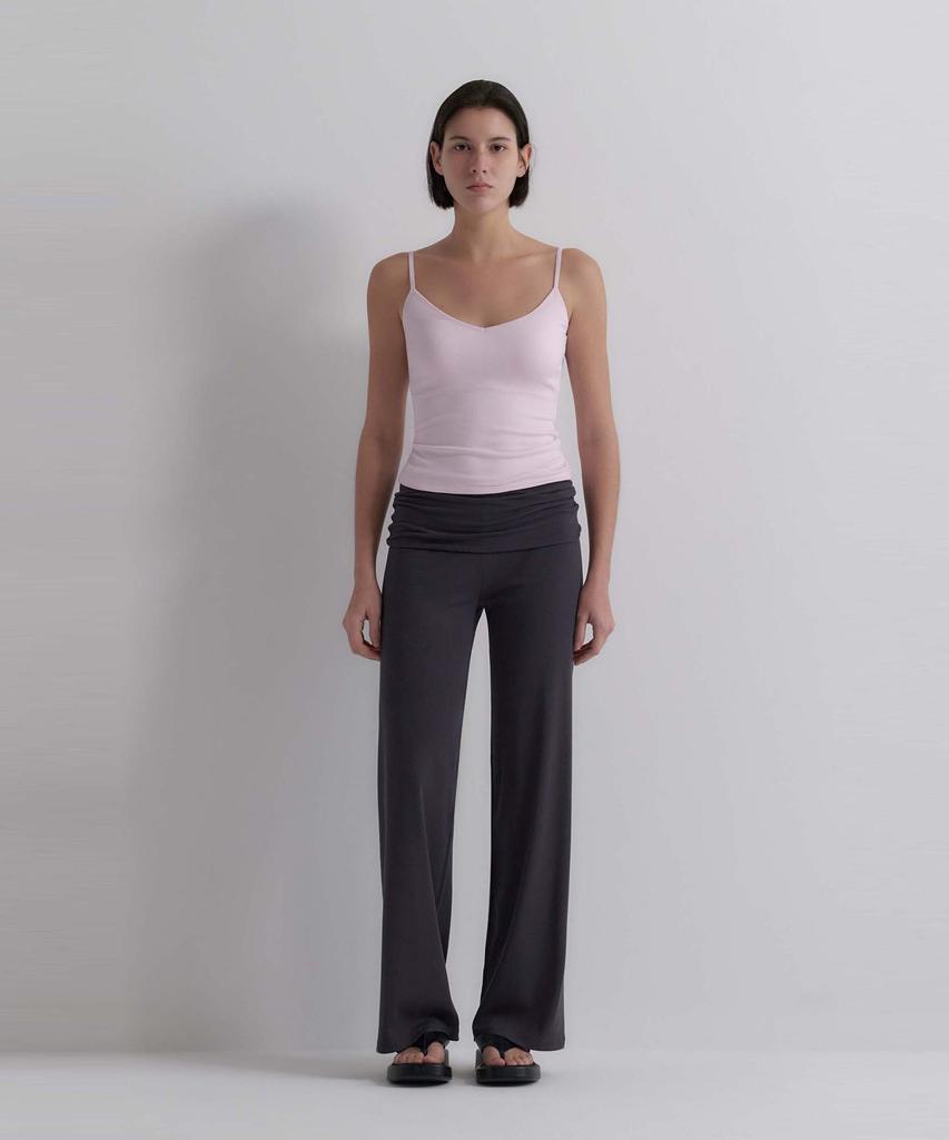 Obeleu Foldable Ribbed Straight Pants - Dark Gray
