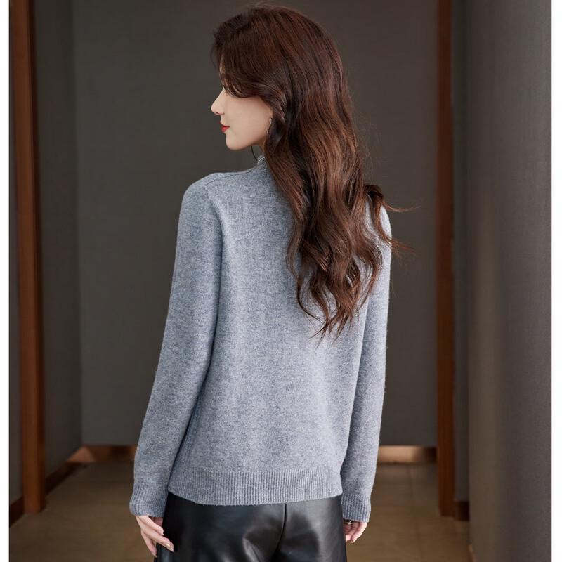 Snowflying Women's Pure Wool Half-High Collar Sweater