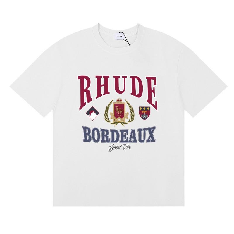 RHUDE Geometric Letter Print T-Shirt Mens Womens American Vintage Short Sleeve Tee