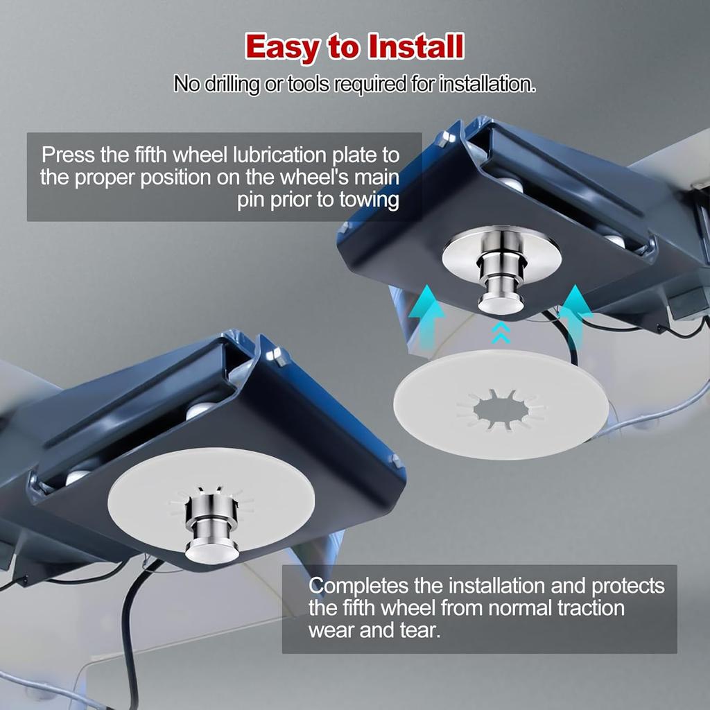 2-Pack 10" Fifth Wheel Hitch Lube Plates - 3/16" Thick Black RV Camper Trailer Grease-Free Discs - Heavy Duty Replacement For 5Th Wheel Safety Kit