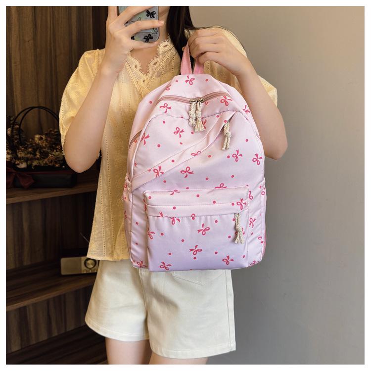 Women's Trendy Floral 3-Piece Backpack Set with Bow Print – Cute, Lightweight, and Versatile for Students
