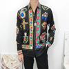 Newest Autumn Shirts For Men Baroque Long Sleeve Luxury Social Shirt V-neck Oversized Tops Tees Shirt