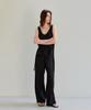 The Ello Airy Linen Blend Elastic Waist Pants (Black)