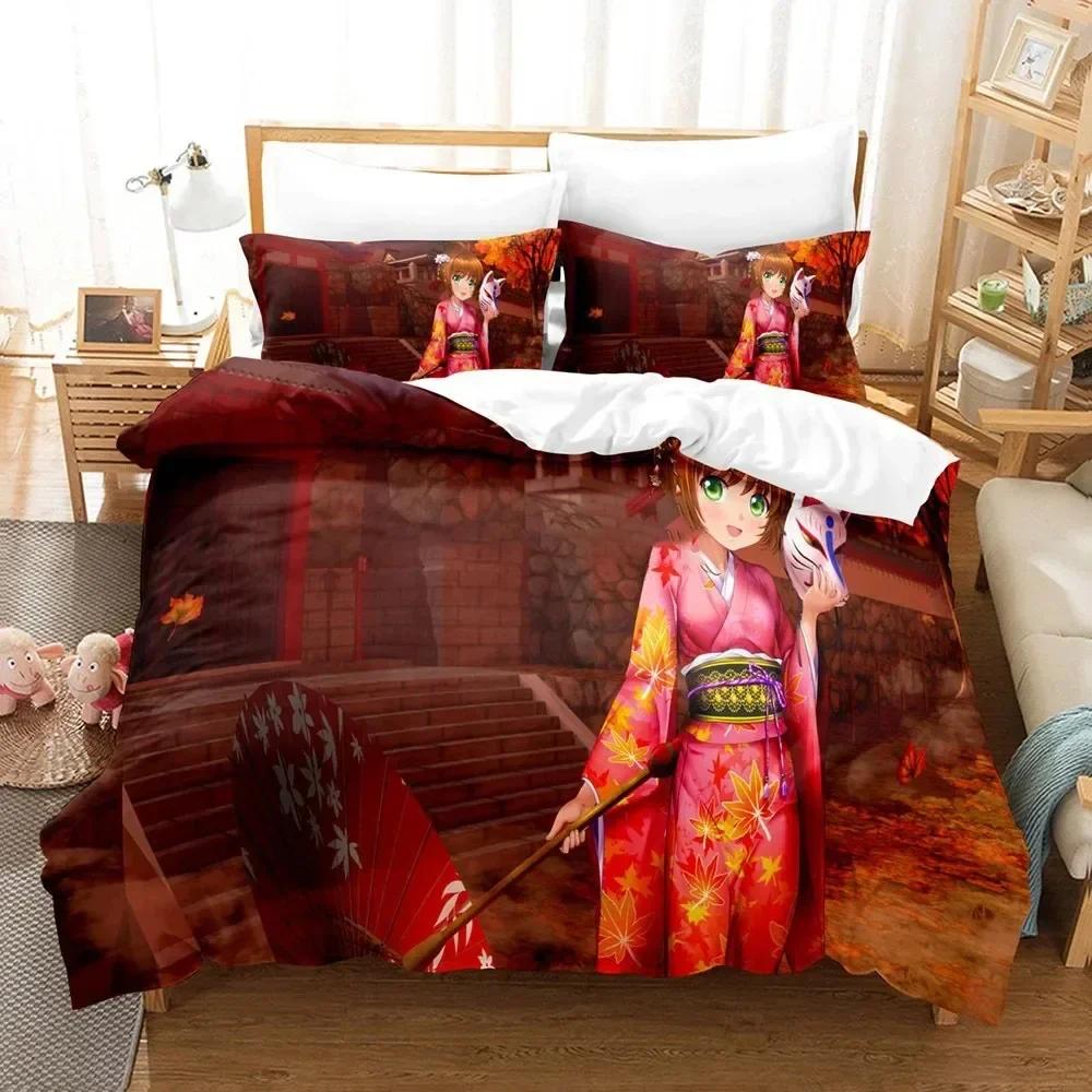 3D Cardcaptor Sakura Bettwäsche-Set Bedrucktes Bettwäsche-Set Mit Kissenbezug Bettbezug Weich Einzel Doppel Queen King Size Heimtextilien