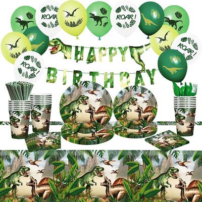 Jurassic Dinosaur Disposable Tableware Balloon Set Birthday Party Paper Cup Banner Party Decoration Supplies