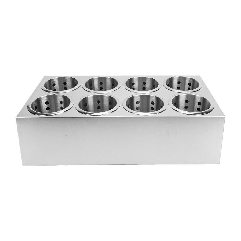 Stainless Steel Cylinder Flatware , 8 Compartment Utensil Holder, Versatile Silverware Holder for Spoons Forks Chopsticks, Kitchen Countertop