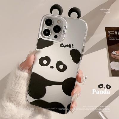 Big Ears Panda Iphone15 Suitable for 16Promax Mobile Phone Case 12 Apple 13 Three Dimensional Cute 11 Laser Hard