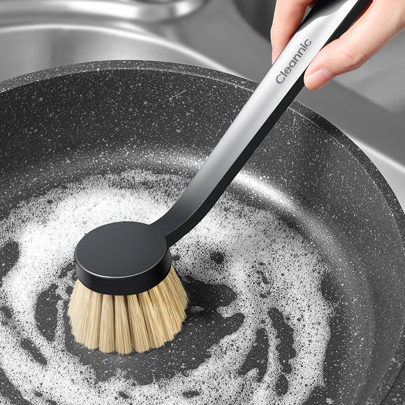 Japanese Long-Handled Non-Scratch Pot Brush for Stain and Oil Removal