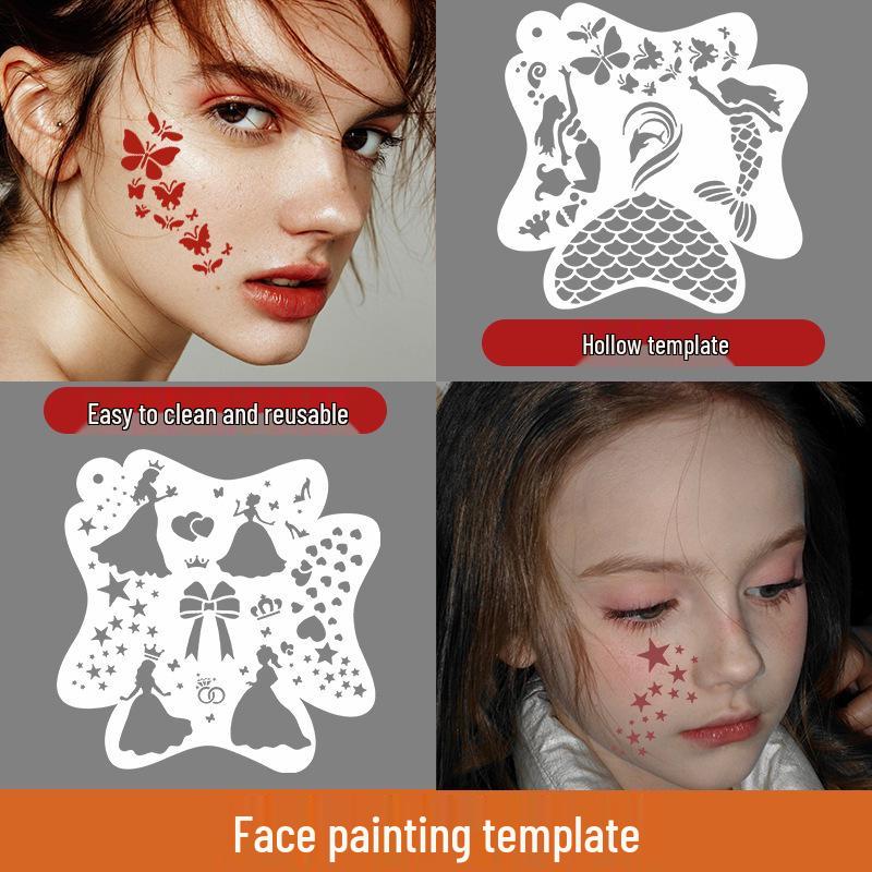Kit di Stencil per Pittura Facciale Animale per Bambini per Trucco da Palco Fai-da-Te e Graffiti