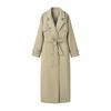 Damen Revers Langarm Wollmantel Lockerer Schnitt Taillenbindegürtel Langer Trenchcoat Übermantel