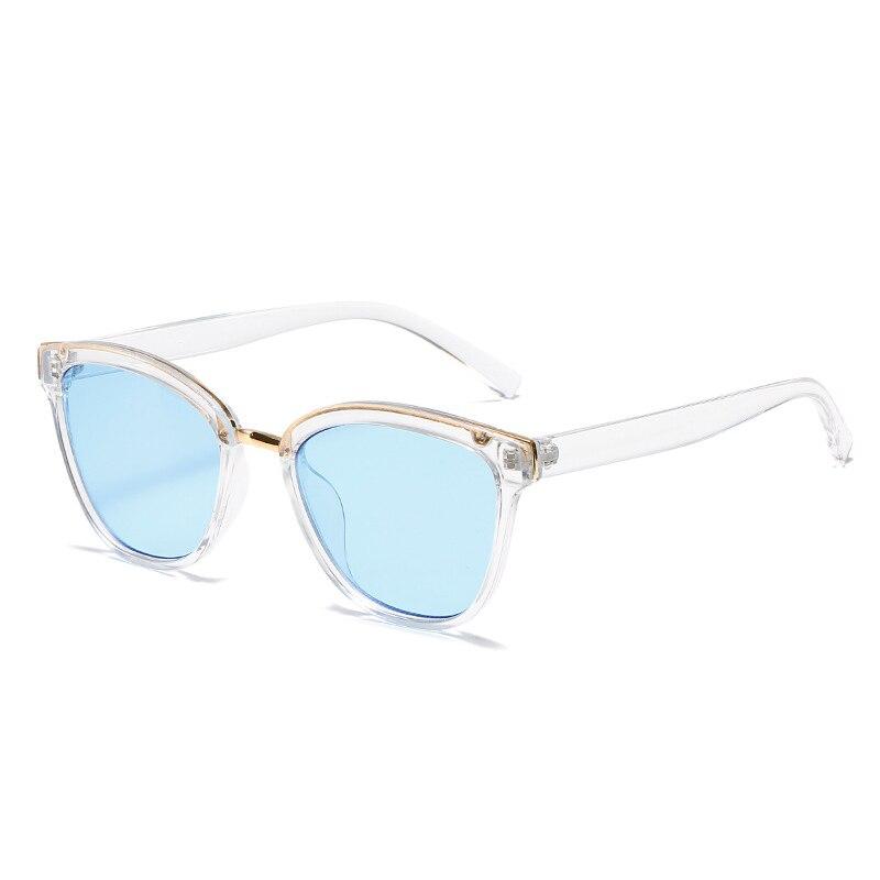 SO&EI Retro Square Leopard Sunglasses Women Fashion Blue Champagne Shades UV400 Men Cat Eye Gradient Sun Glasses