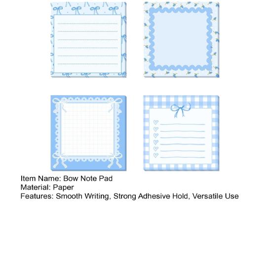 Bow Memo Pads Cute Strong Adhesive Page Markers Colorful Self-Stick Notes