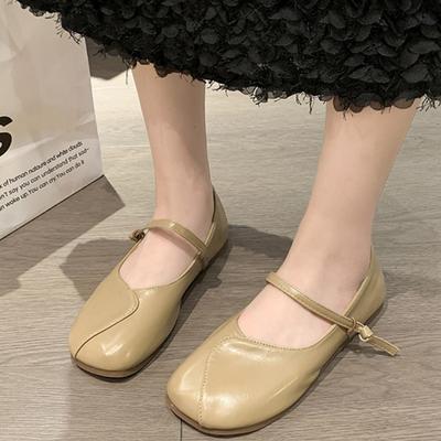 Moda 2024 Pantofi plati retro pentru dama, cu nasturi, cu varf patrat, ocazional, pantofi plati confortabili, moda femei
