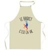 Kitchen Apron - C'est La Vie Basket - Breton Print - Durable Cotton - Adjustable Ties