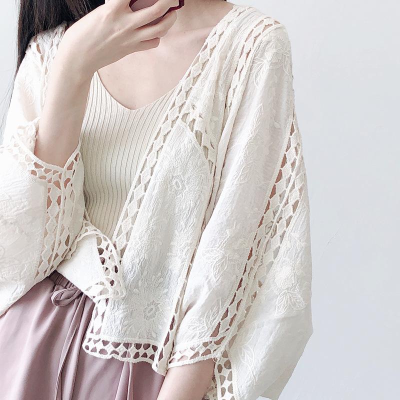 Youth Summer Beach Cotton Linen Embroidery Eyelet Hollow Out Open Stitch Cover-ups Ibiza Hippie Gypsy Boho Bohemian Top Swimwear