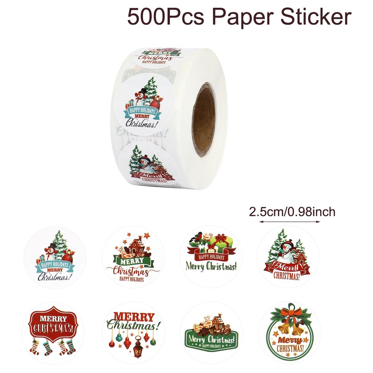 500pcs Merry Christmas Stickers Round stickers Christmas Tag for Envelope Sealing Gift Decor Shop Product Packaging Stickers