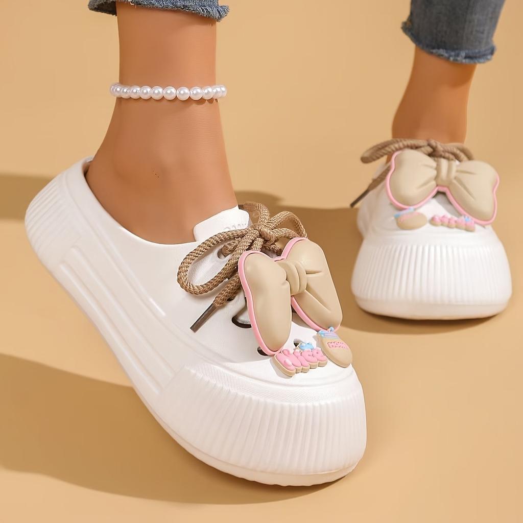 Ny sommarstil, Japan och Sydkorea Mode En stigbygel Halkfria Damtofflor, Rosettdekoration, Bekväm Följeslagare