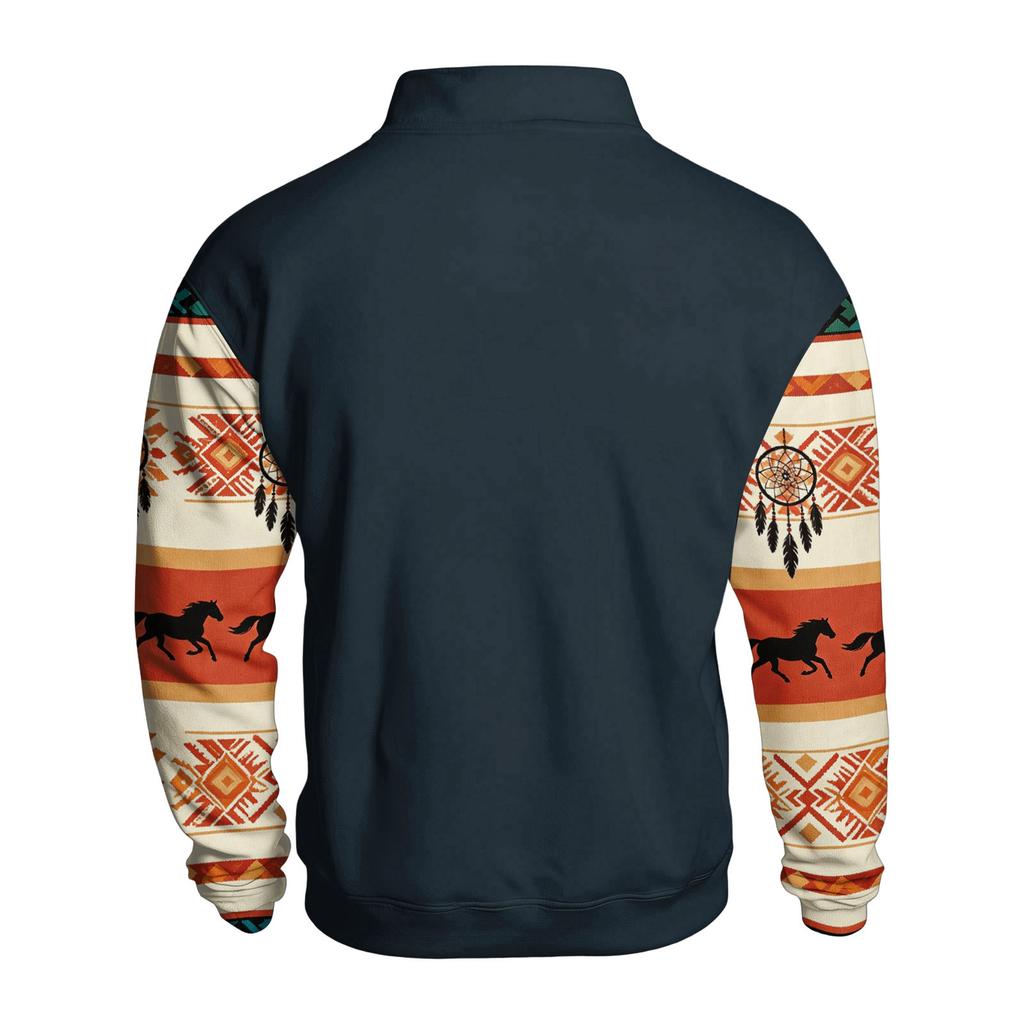 Men's Western Hooded Sweatshirt Long Sleeve Pattern Print Pullover