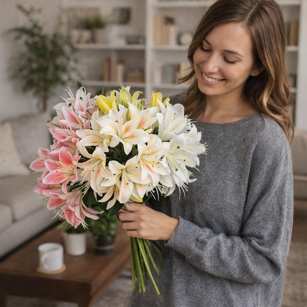 Floral Arrangement Fake Flowers 18 Heads Flower Bouquet Wedding Bouquet  Photography Props