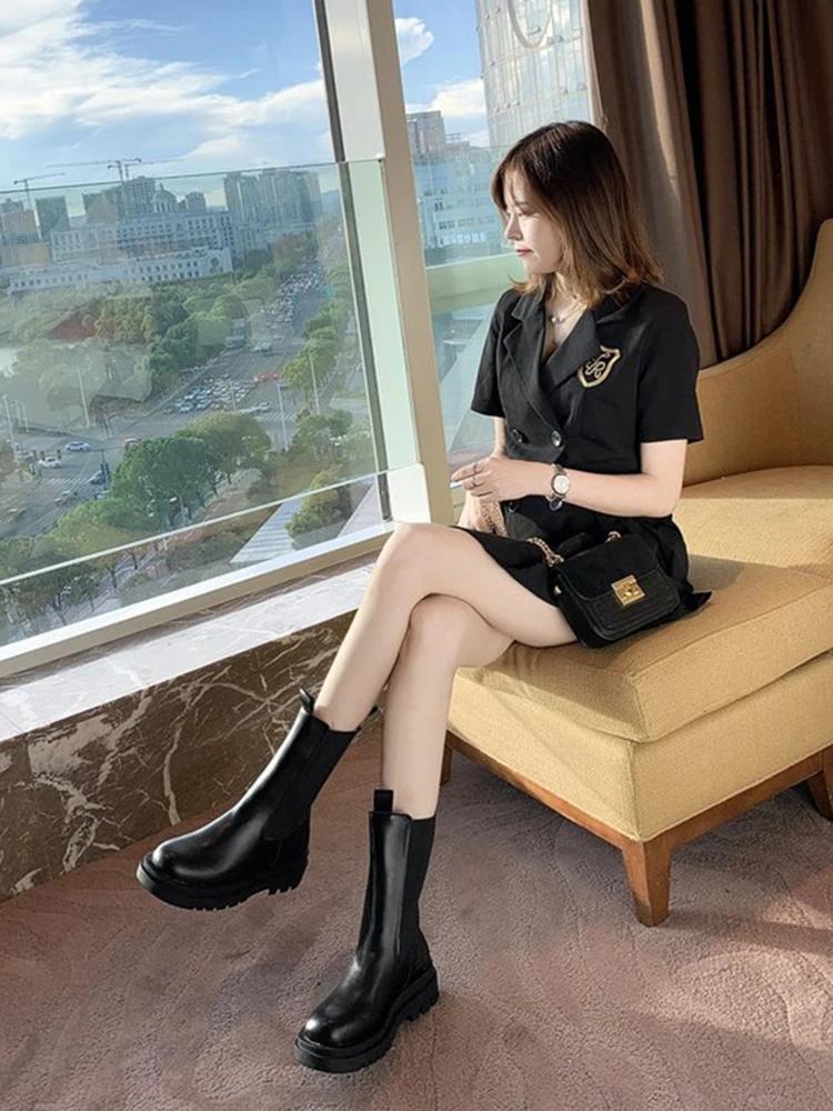 Boots For Women With Increased Height Inside New Spring And Autumn Versatile Chimney Short Boots For Women With Thick Soles