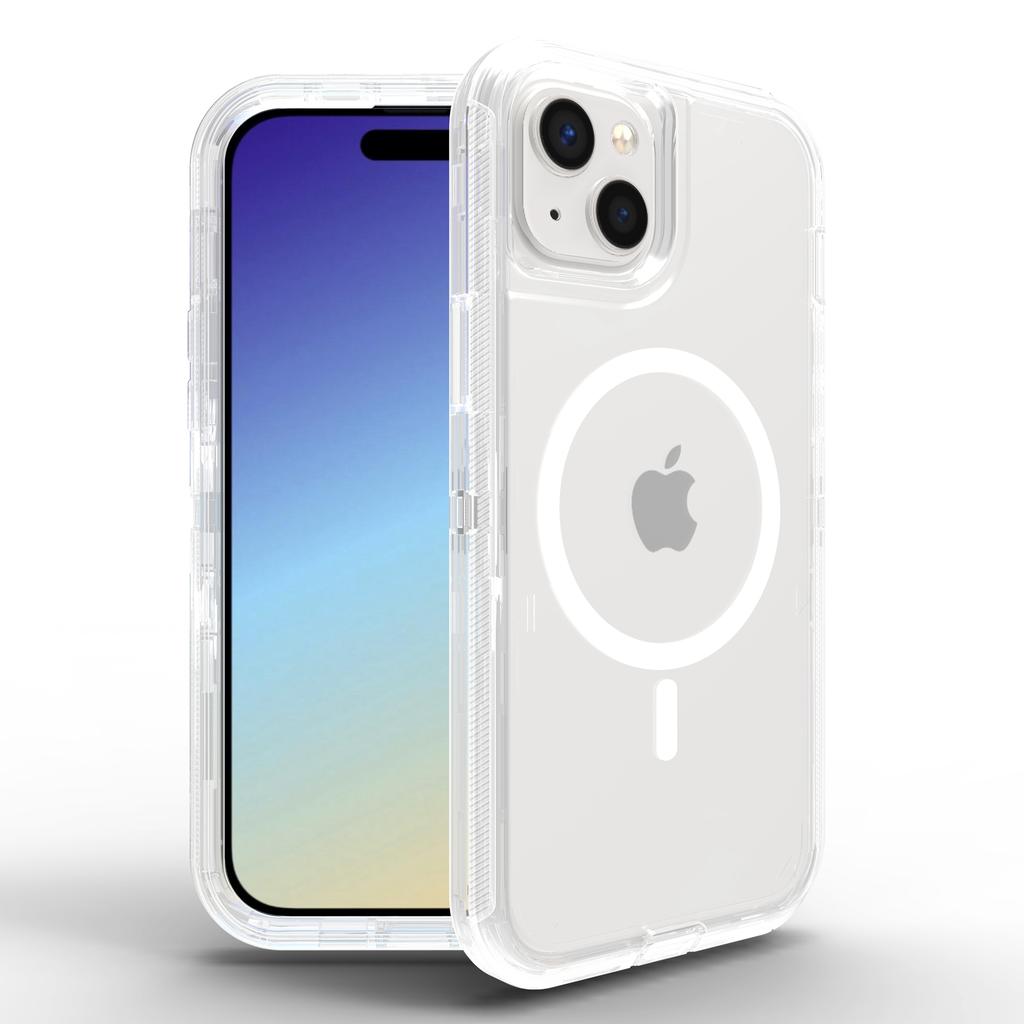 For iPhone 15 Plus Case Compatible with MagSafe Shockproof TPU + PC Phone Back Cover