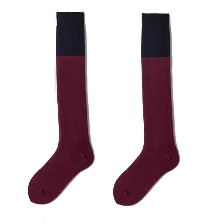 Solid-color Patchwork Knee-high Socks, Medium Long Calf Socks, Solid-color High Socks