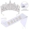New Crystal Pearl Bride Crown & Headdress for Bachelorette Party with "BRIDE" Sash