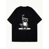 Oversized T Shirt Black Raccoon With Sunglasses And Peace Sign Print Casual Streetwear For Women