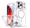 The new model is suitable for iPhone17Pro Max mobile phone case, Apple 16Pro bright color transparent magnetic bracket protective case.