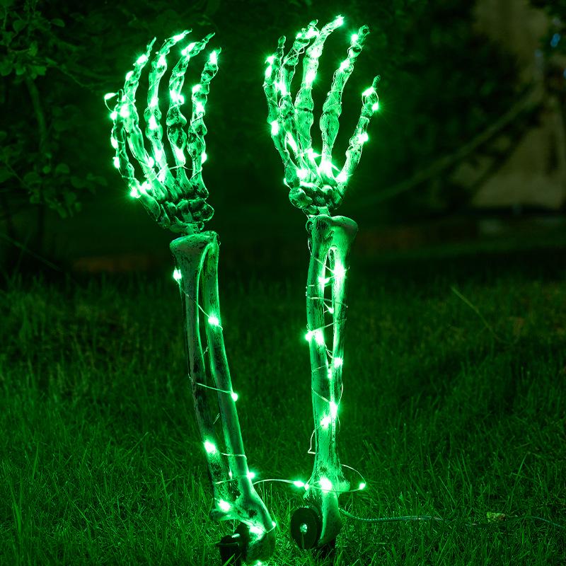 Halloween Leuchtende Skeletthand Dekorationen für Außenrasen und Hof Atmosphäre
