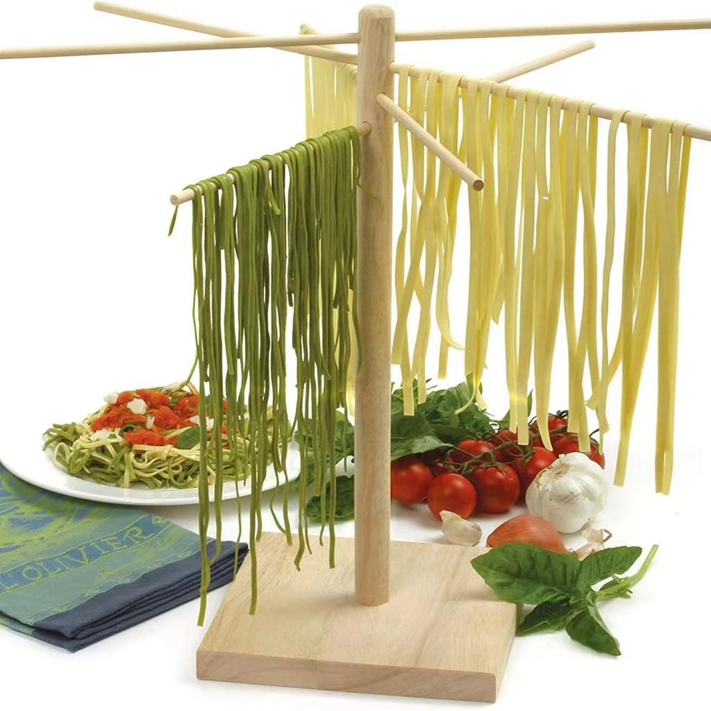 Porta Essiccazione e Conservazione Noodles in Legno Pieghevole Rotante per Piani Cucina