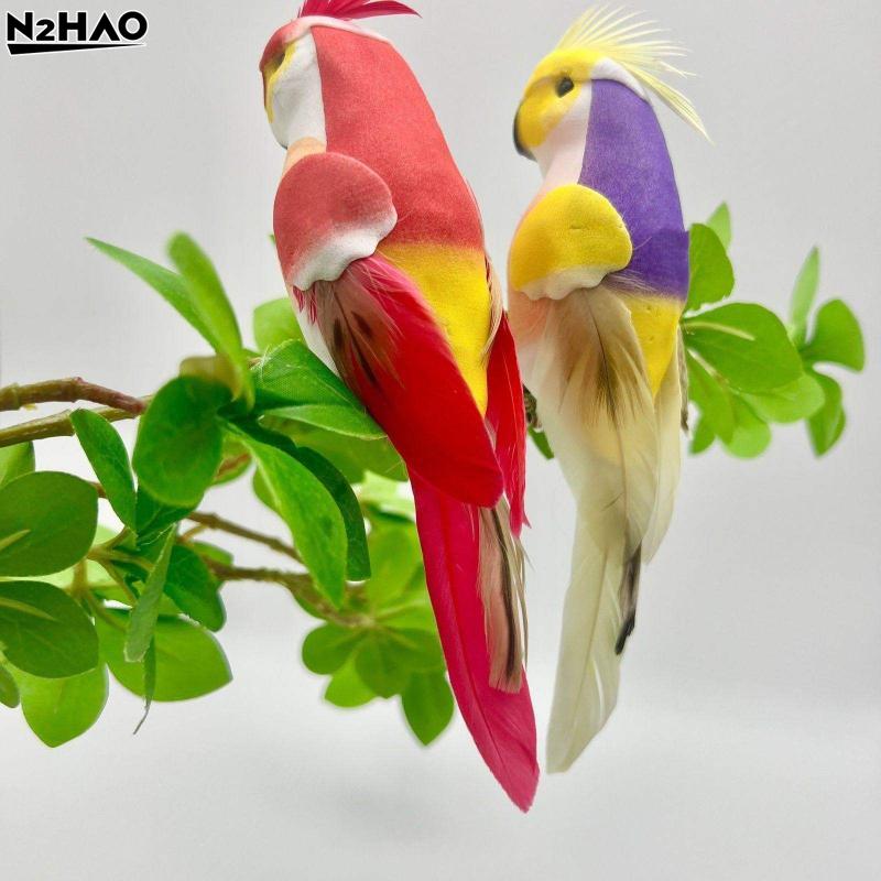 1Pcs Miniature Feather Lawn Doll Ornaments 15cm Creative Handmade Simulation Parrot Animal Bird Garden Props Decoration