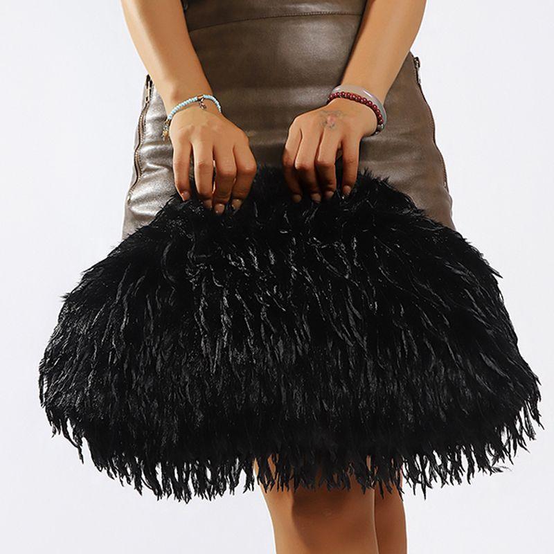 Yogodlns Dopamine-style Fluffy Tassel Bag Y2K Plush Clutch Bag Candy-colored New Year Women's Purse Festival Dinner Dress Clutch Handbags
