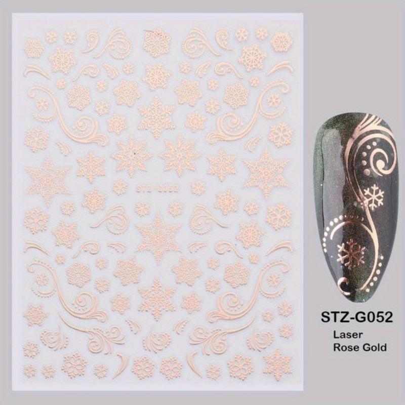 3D Nail Art Sticker Christmas Sticker Nail Rose Gold Glitter Snowflake Applique Nail Manicure Winter