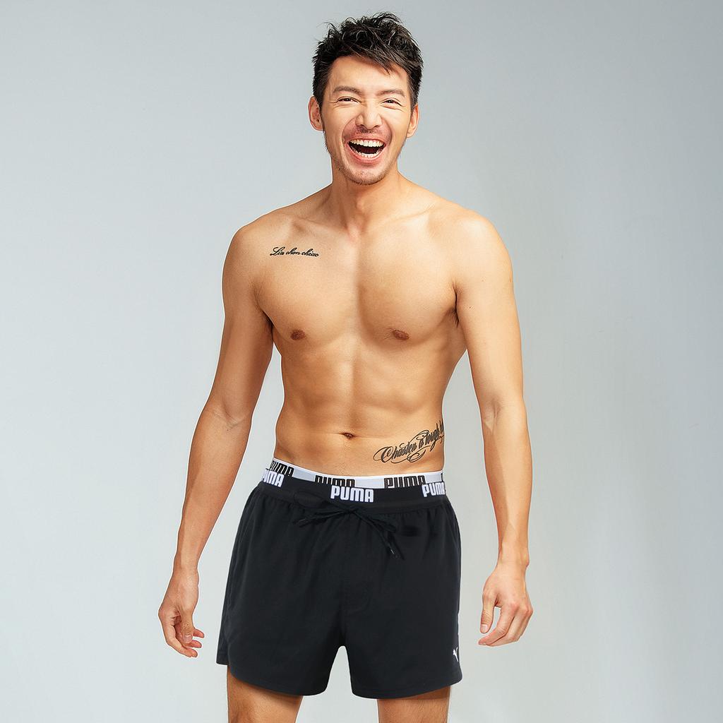 Puma Letter Logo Comfortable Elastic Waist Flat Angle Sports Training Swim Shorts Men Swim Shorts Black 100003230-200
