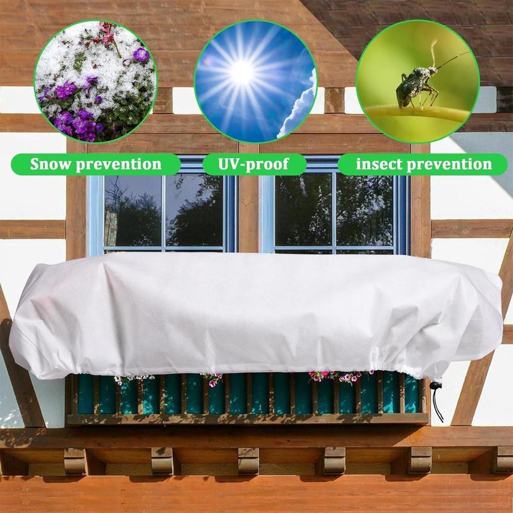 Frostskydd för utomhusväxter 59 X 15,7 X 17,7 tum Vinterväxtskydd med dragsko Non-woven omslag för utomhusfönsterbänk