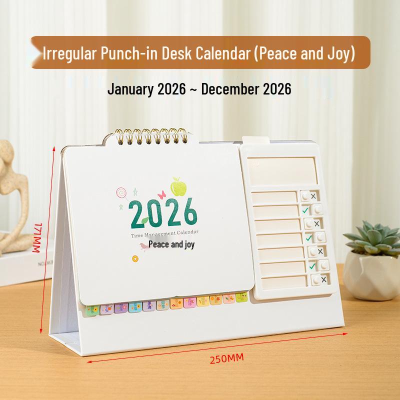 2026 Year of the Horse Wooden Desk Calendar with Custom Logo - Unique Punch Card Design for Business Office