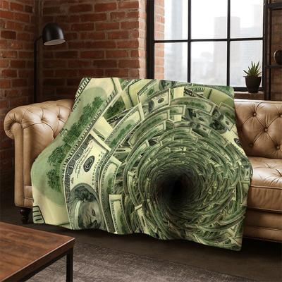 Cartoon Dollar Euro Money Rich Flannel Blanket Soft Warm Throw Blanket for Bedroom Living Room Bed Travel Camping Picnic Gift